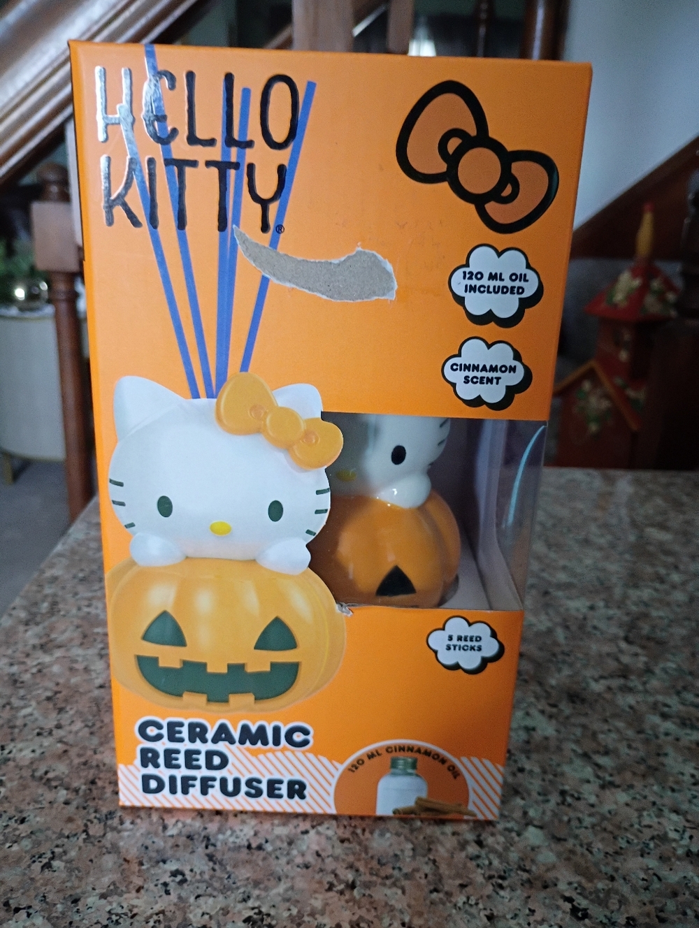 Hello Kitty Pumpkin Halloween Ceramic Reed Diffuser, Kuromi Character, NIB